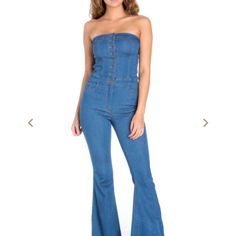 Rita Flare button up strapless jumpsuit ❤️ - Picture 4 of 6